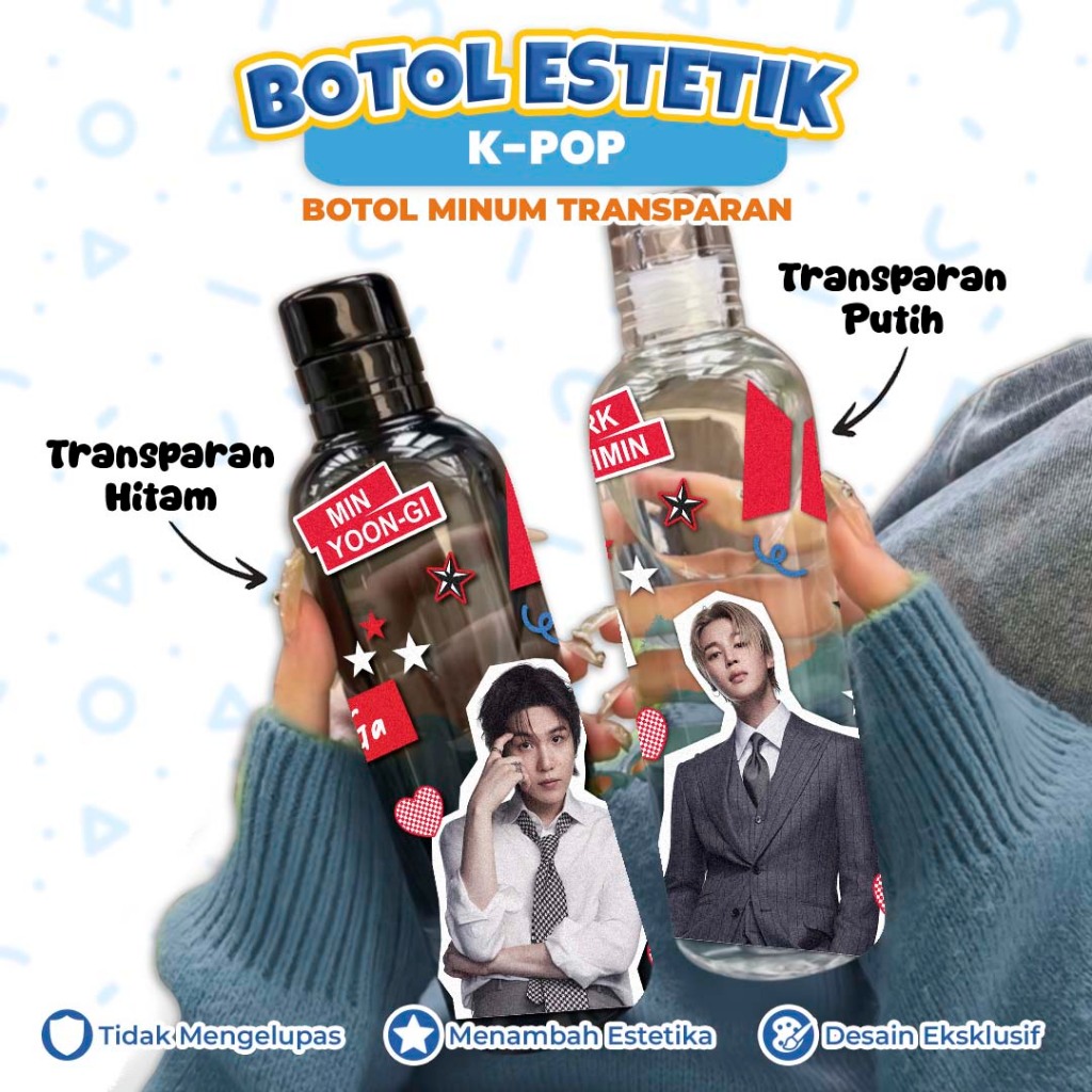 BOTOL MINUM ESTETIK TRANSPARAN GAMBAR BANGTAN ARIRANG - Botol Minum 500 ml kode: BTRANG