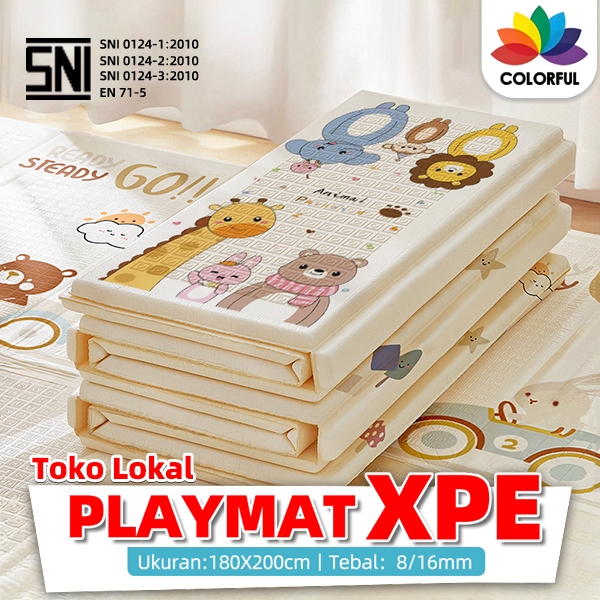 Karpet Lipat Anak XPE Tebal 1cm, Alas Bermain Bayi Tahan Air, Tikar Parket Ruangan Edukasi Motif Luc