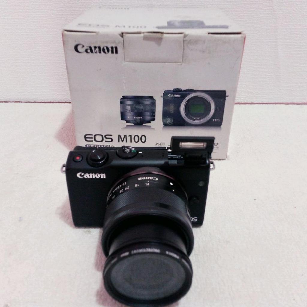 Canon eos m100 lensa 15-45mm kamera mirrorless second