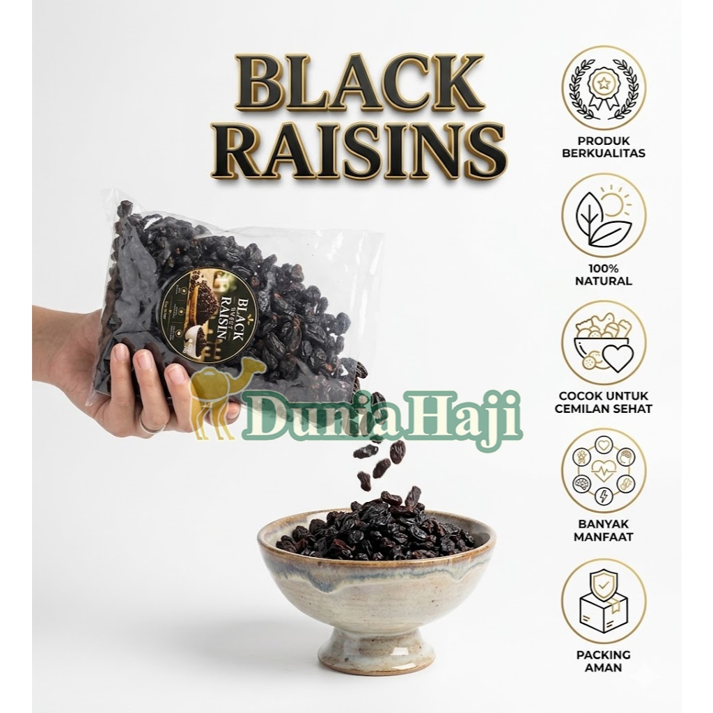 Kismis Hitam BLACK RAISINS Premium Manis Original Premium Camilan Enak Fresh Bernutrisi Oleh Haji Umrah