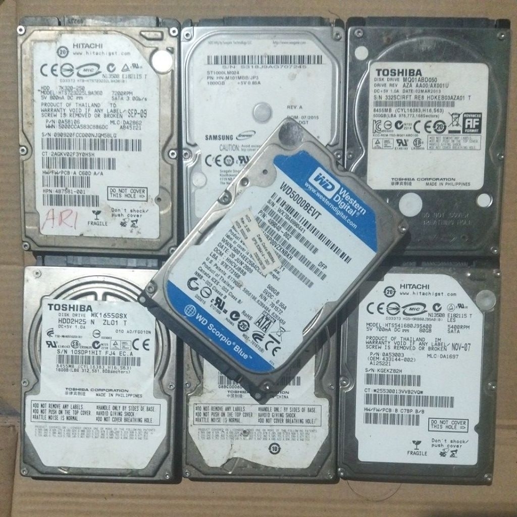 HDD Laptop/PC Rusak Campur WD Hitachi Toshiba Samsung Bahan Teknisi Donor PCB Murah