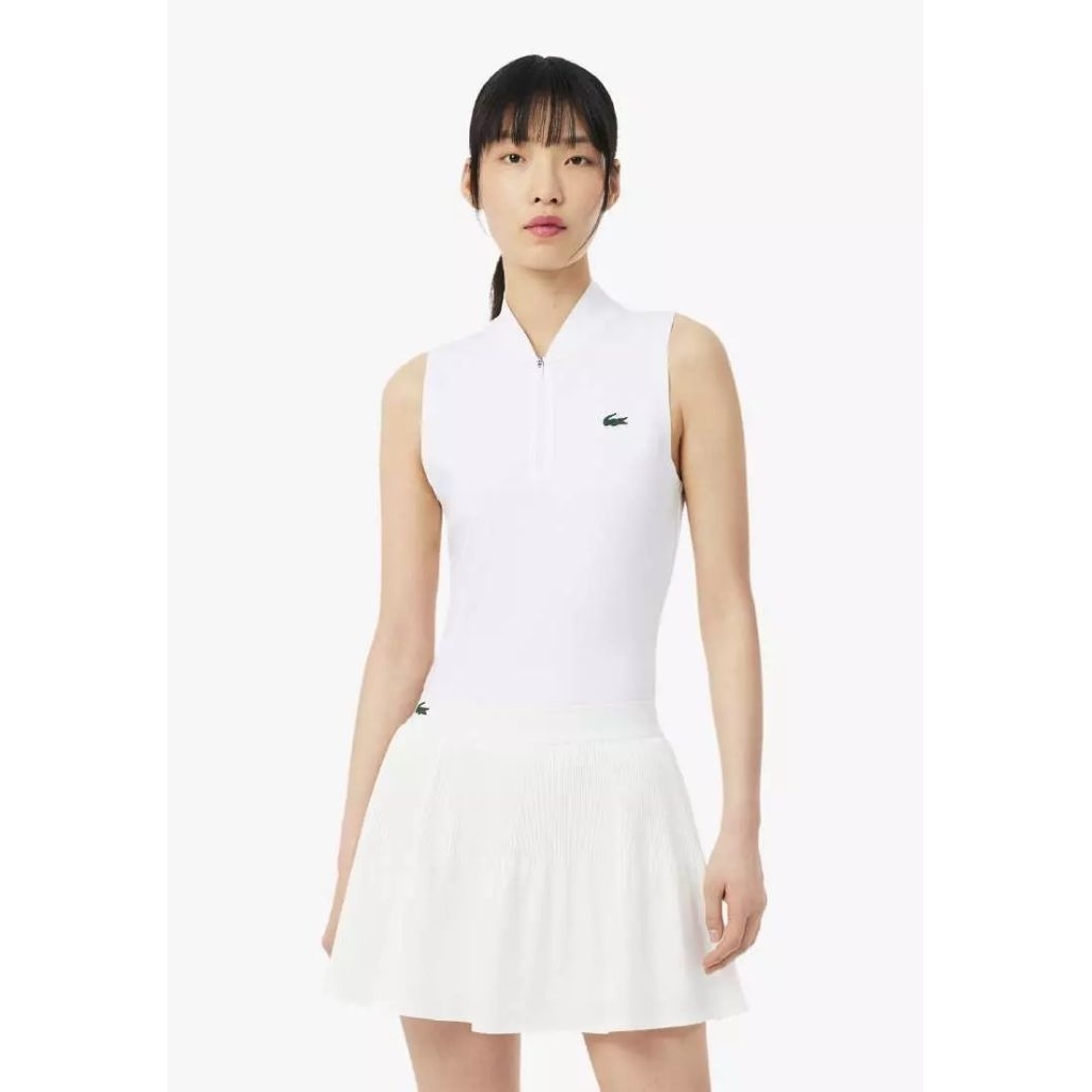 Lacoste Women's Sleeveless Ultra Dry Stretch Tennis Polo Shirt - White