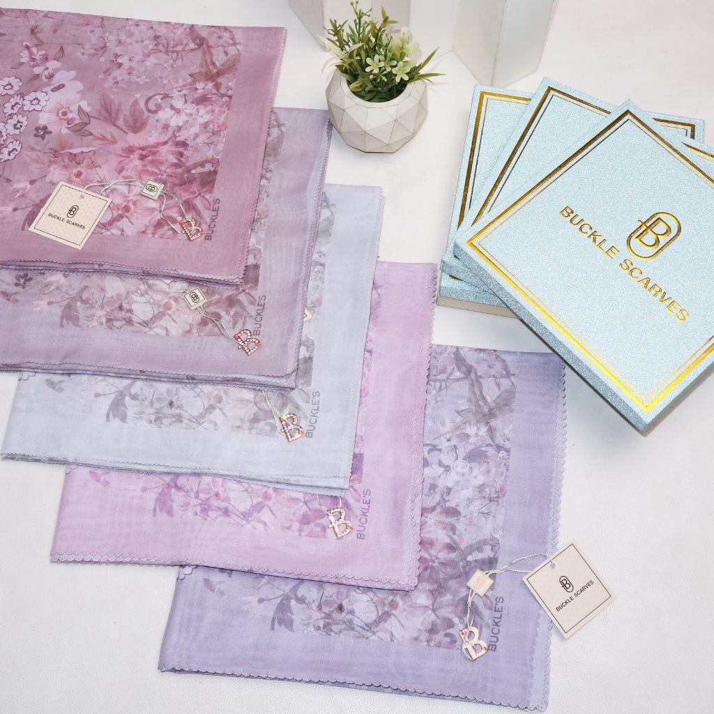HIJAB SEGIEMPAT MOTIF BOX BUCKLE SCARVES / HIJAB MOTIF SERAGAMAN BOX BUCKLE SCARVES /HIJAB MOTIF BOX