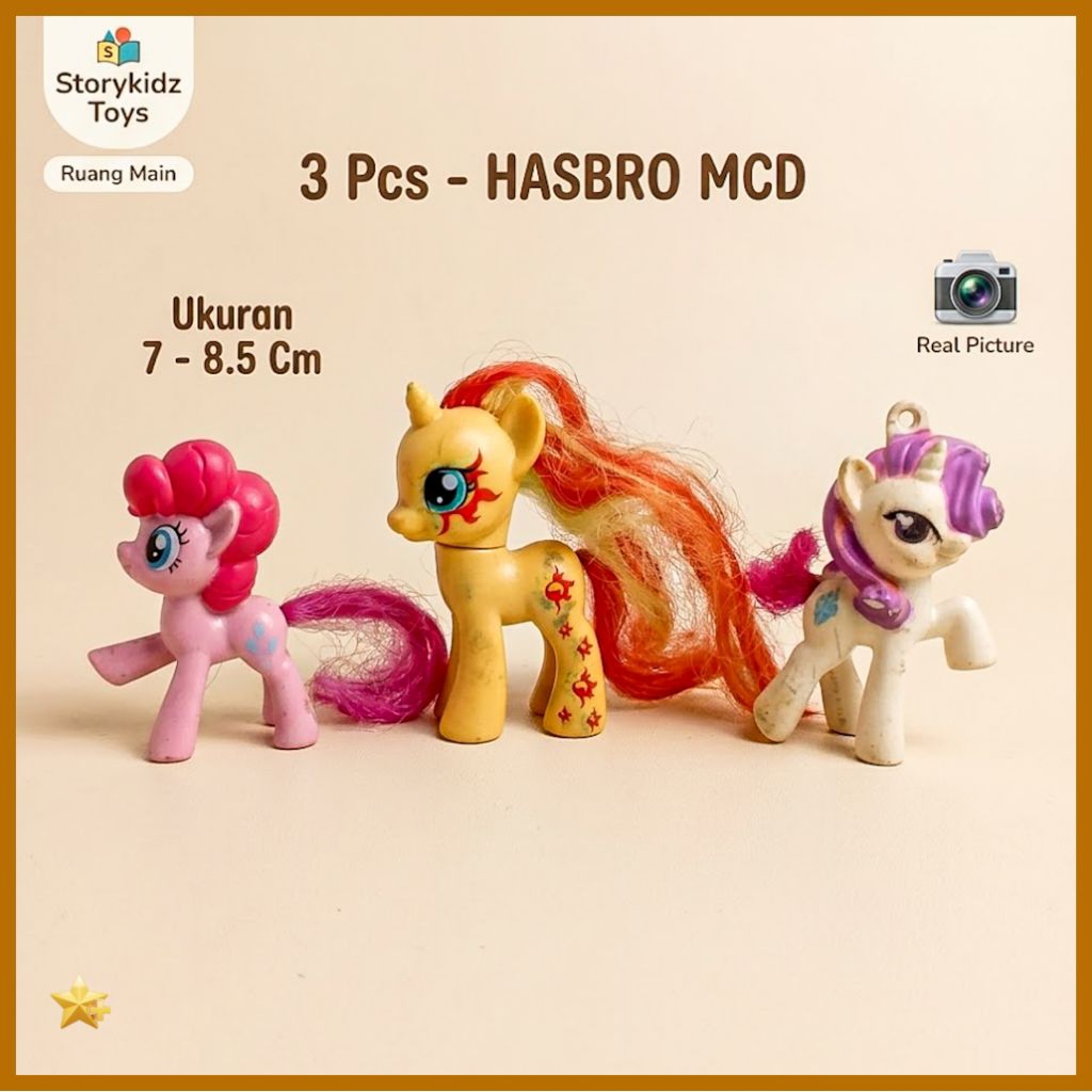 Paket 3 Pcs Mainan My Little Pony Hasbro McD Happy Meal Figure Kuda Pony Lucu Pinkie Pie
