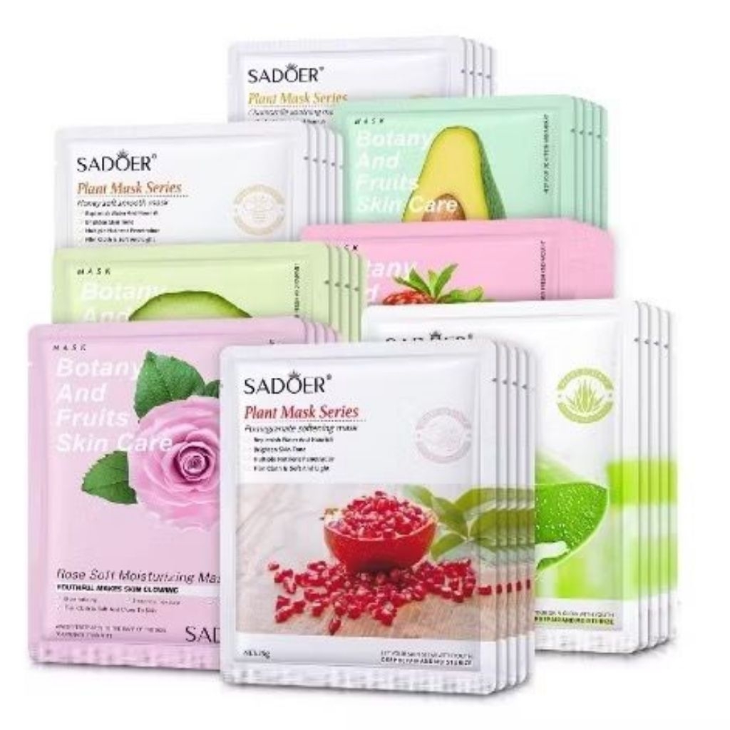 Sheetmask Masker 12 PCS SADOER Brightening Mouiturizing Masker Muka Mencerahkan Melembabkan Sheet Ma