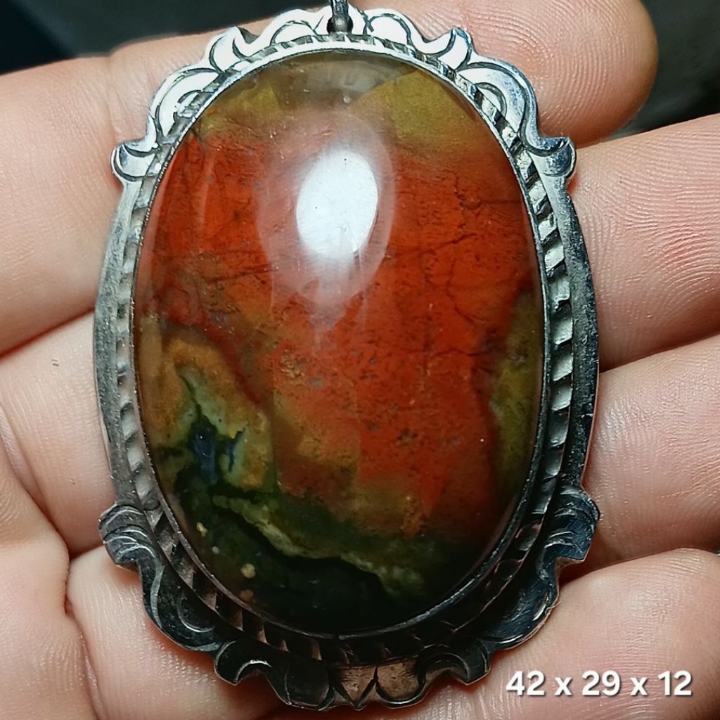LIONTIN PANCAWARNA BLOOD STONE RING MONEL