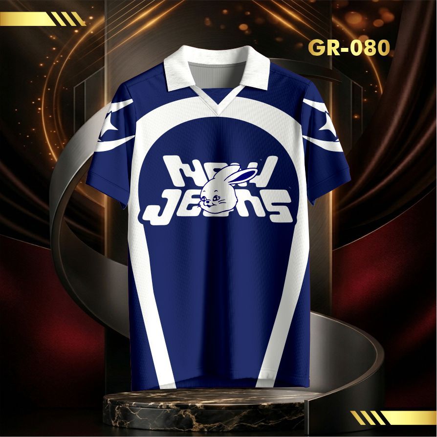 Jersey Morfem Diamond Blue Vintage V-Neck Unisex – Kaos Diamond Stripe Blue White Full Print GR-080