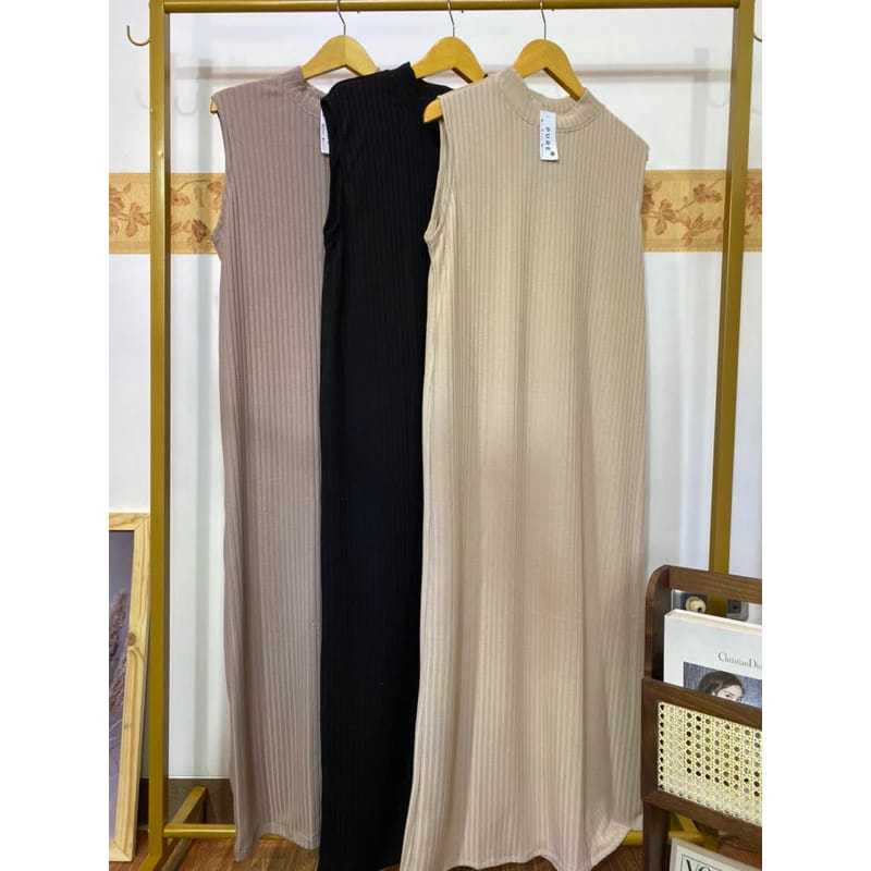 Gamis Kutung Tanpa Lengan Knit Rajut Rib Putih - Nyaman Dipakai Gamis Manset Daleman Gamis Dress Inn
