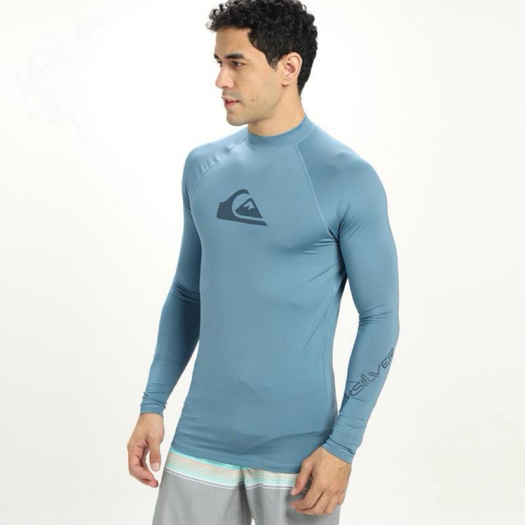 Kaos Quiksilver Rashguard Ocean Blue Logo