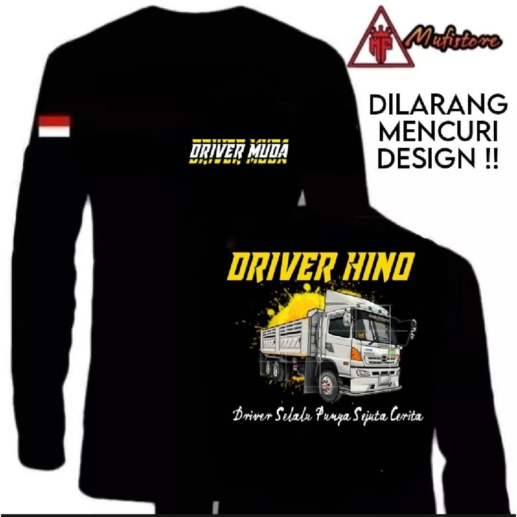 KAOS LENGAN PANJANG, DRIVER HINO, WARNA TULISAN KUNING
