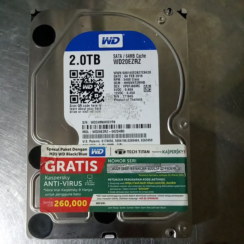 WD (Western Digital)Hardisk Internal 2TB SATA Blue 3.5inch