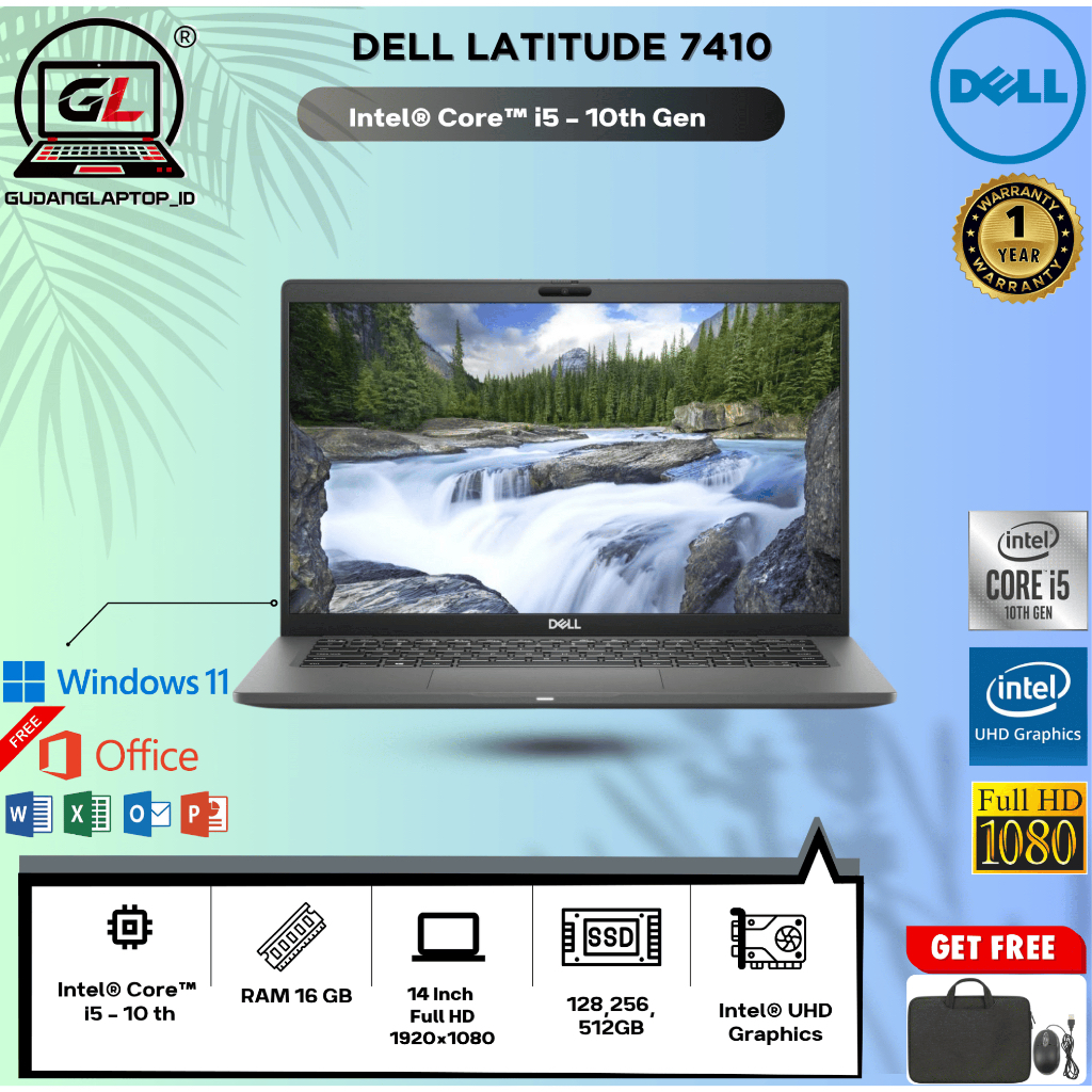 Laptop Dell Latitude 7410 – i5 Gen 10 – 16GB/256GB – Laptop Coding & Kantoran - MURAH MULUS BERGARAN