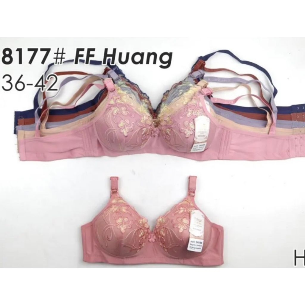 4PCS BH FF HUANG  BORDIR MEWAH KAIT 3/ BRUKAT CANTIK  BRA JUMBO BRUKAT NON KAWAT CUP B-C/ BRA CUP B 