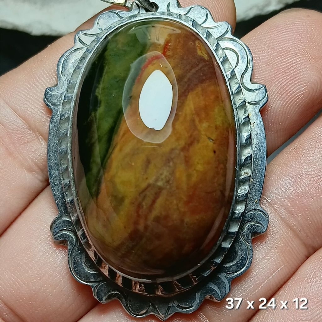 LIONTIN AKIK PANCAWARNA BLOOD STONE RING MONEL