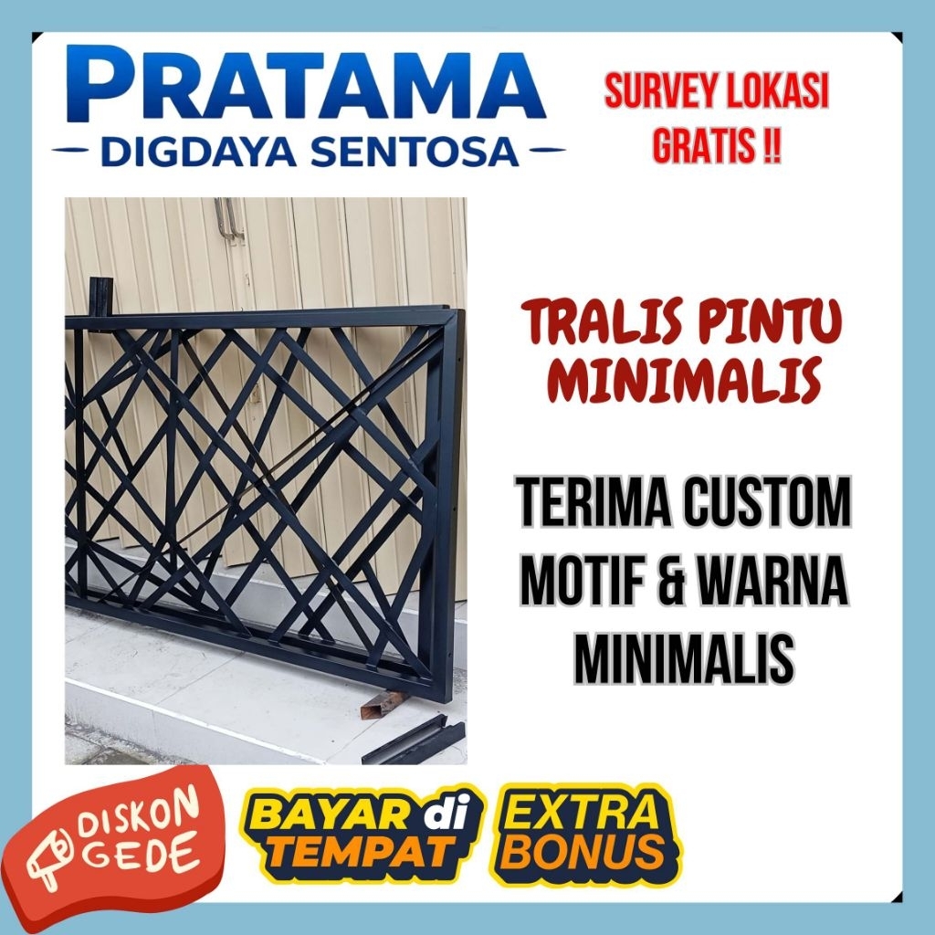 Tralis Pintu Besi untuk Pintu Utama, Pintu Interior, Minimalis Semi Classic Motif Custom