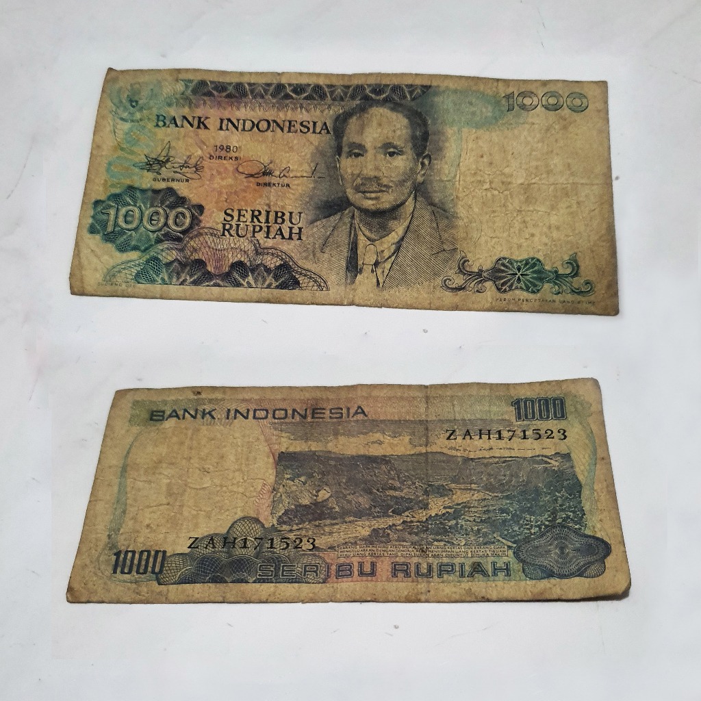 Uang Kuno 1000 Rupiah Sutomo Tahun 1980 kondisi kurang bagus