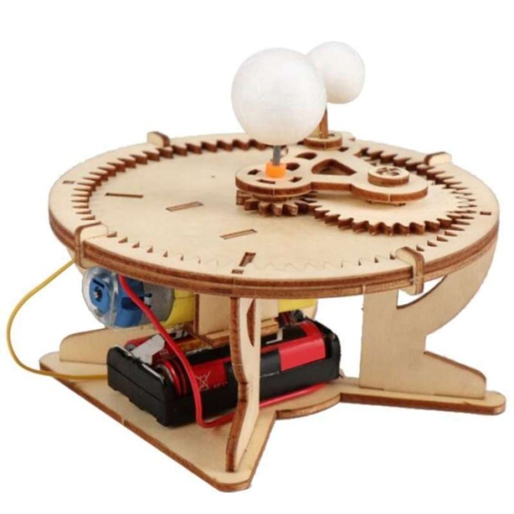 Mainan Puzzle Kayu Tata Surya Wooden Putar Rotasi Planet DIY Eksperimen Rakit Stem Anak Educational 