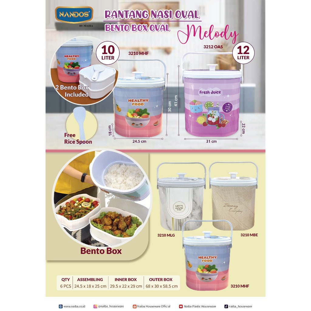 TERMOS NASI 2 IN 1 OVAL 12 LITER/ 10 LITER  NAIBA / RICE BUCKET NAIBA OVAL 12 LITER / 10 LITER TERMO