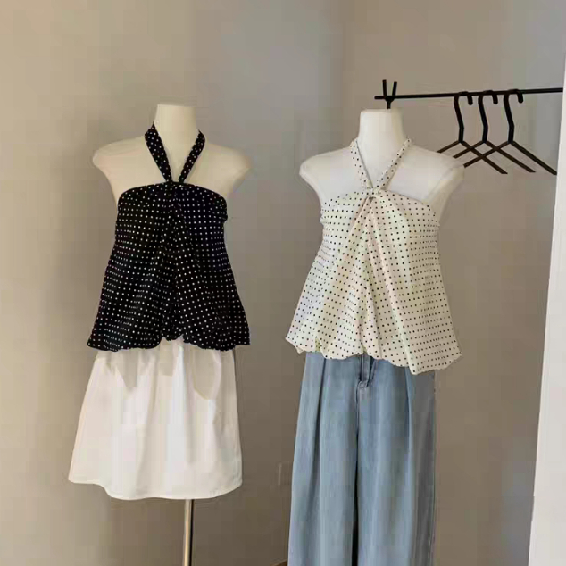 Lunera Top - Halter Polkadot Backless Top Atasan Halter Polkadot