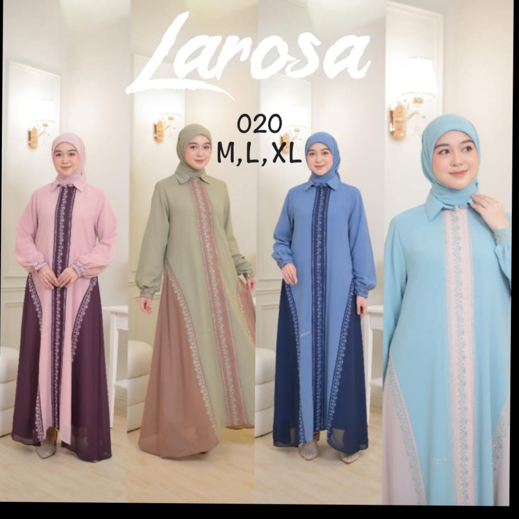 Set Larosa bordir original 020  /  Dress larosa original set Kerudung   /  Gamis abaya larosa set hi