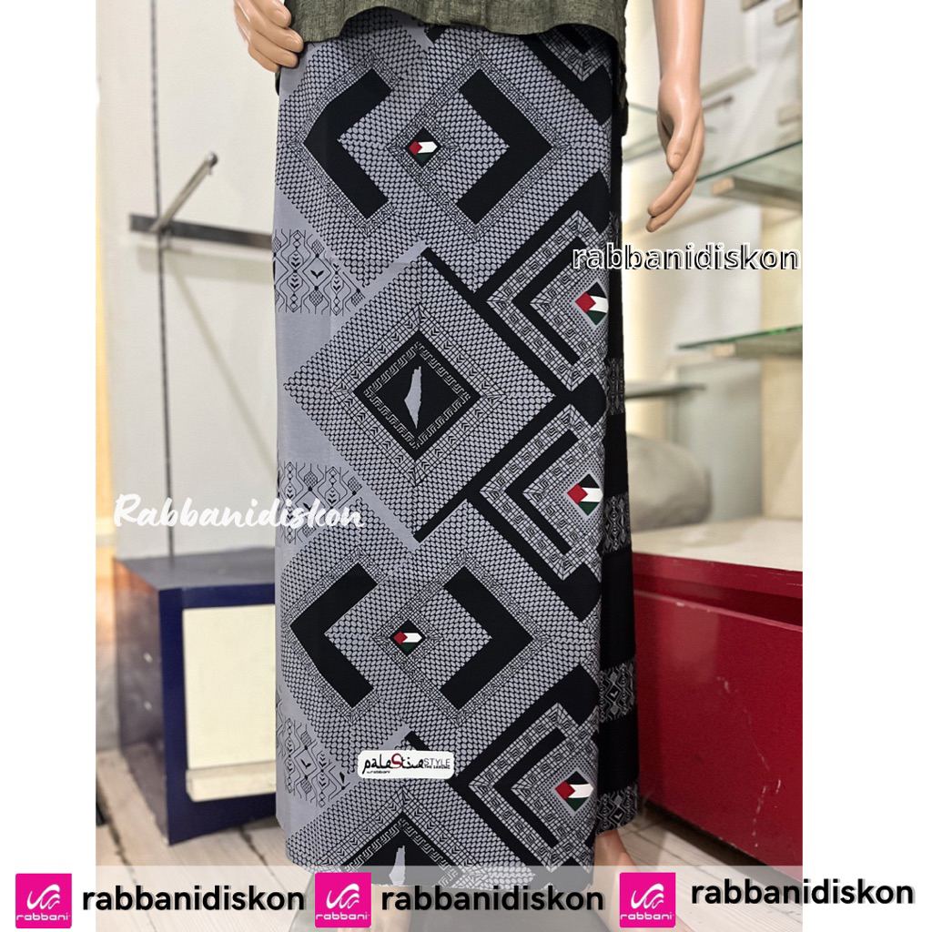 SARUNG RABBANI HITAM ABU MOTIF ARABI PALESTINE SERIES
