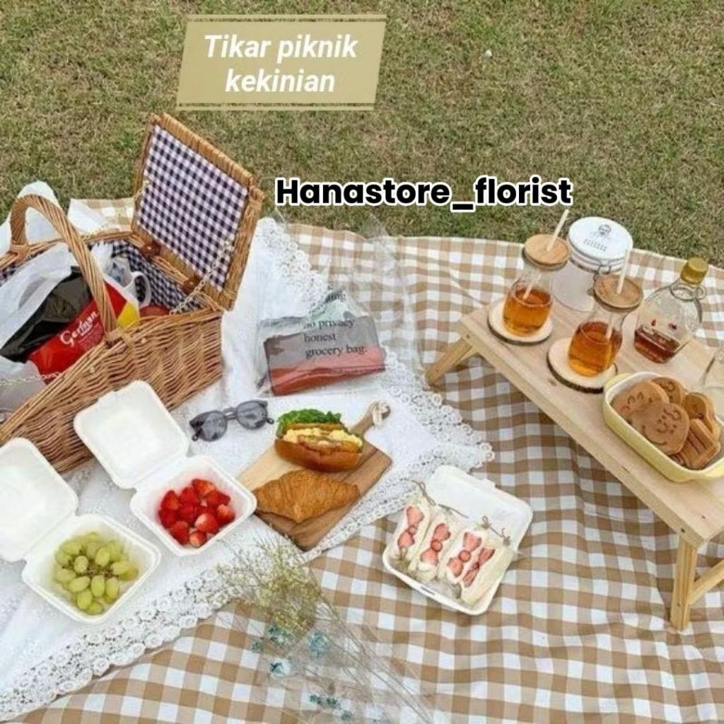 Tikar Kain Piknik Motif Kotak / Tikar Kain Alas Outdoor / Tikar Piknik Dekorasi Foto Studio