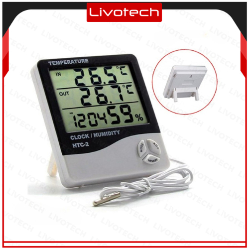 Hygrometer Termometer Indoor Digital Jam Pantau Suhu Kelembaban Waktu — 8