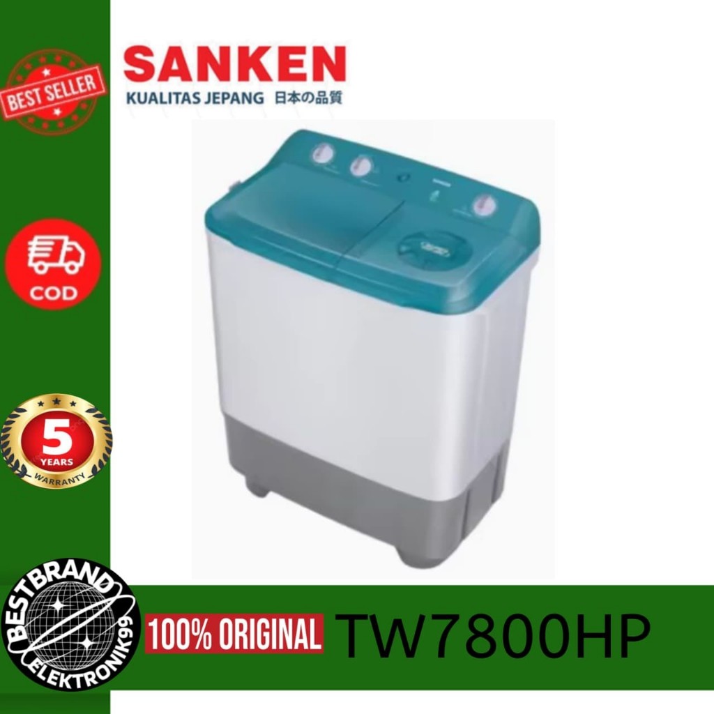 SANKEN TW-7800HP MESIN CUCI 2 TABUNG 9KG LOW WATT TW7800HP TW7800 TW 7800