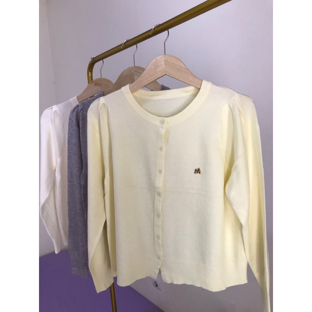 Cardigan Rajut Import Kancing Lengan Balon Korean Style