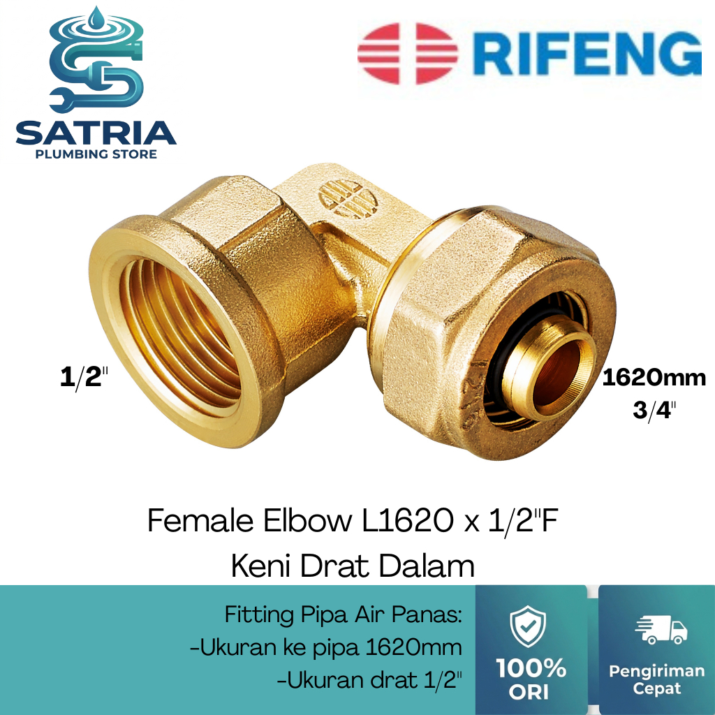 Keni Drat Dalam Rifeng 1620x1/2"F - Female Elbow Rifeng 1620x1/2"F - KDD Rifeng 3/4" ke 1/2" - KDD 1
