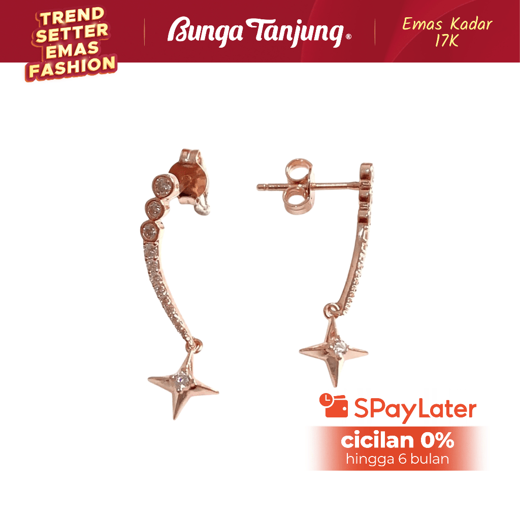 ANTING TINDIK STARDUST A - EMAS 17K - BUNGA TANJUNG GOLD