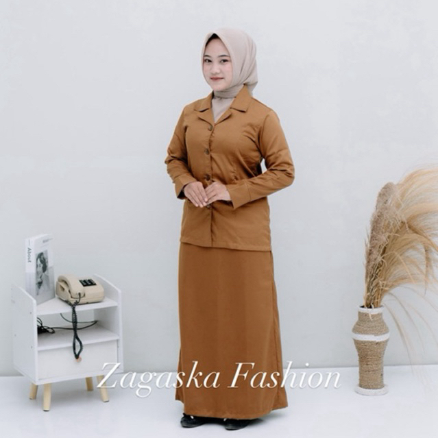 seragam dinas PNS stelan kantor kemeja dan rok toyobo