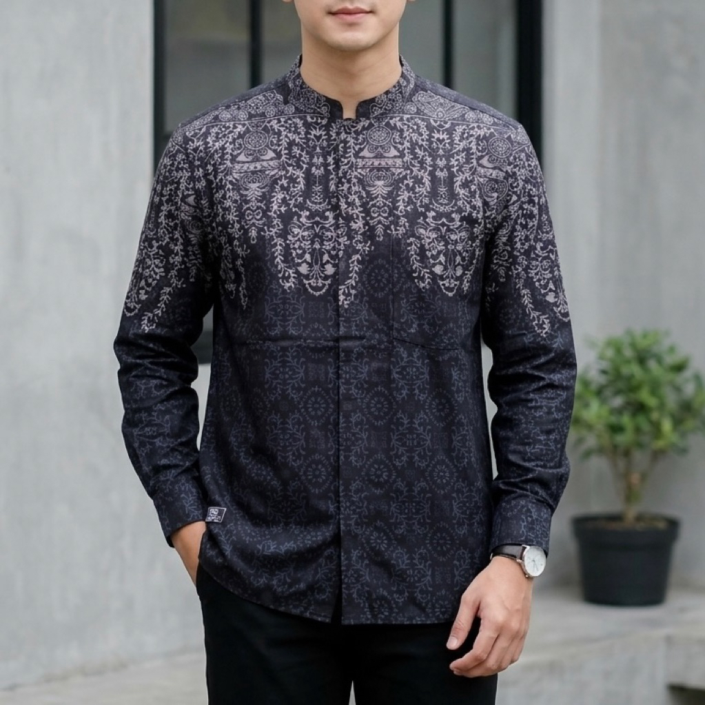 Kemko Kemeja Koko Pria Lengan Panjang Katun Kemko Dewasa Regular Fit