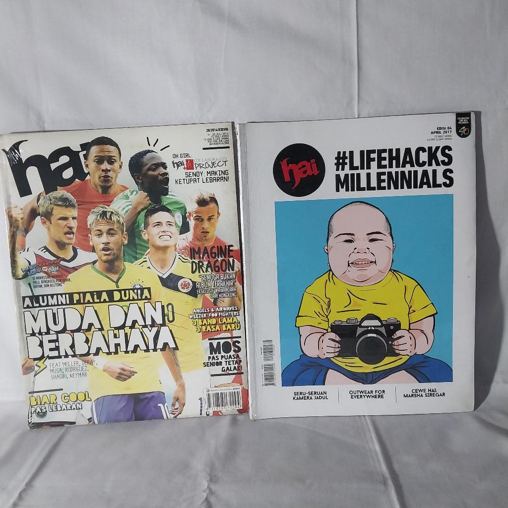 Sepaket 2pcs Majalah Hai Edisi #LifehacksMillenial & Alumni Piala Dunia (Bonus Poster JKT48) (2014 &