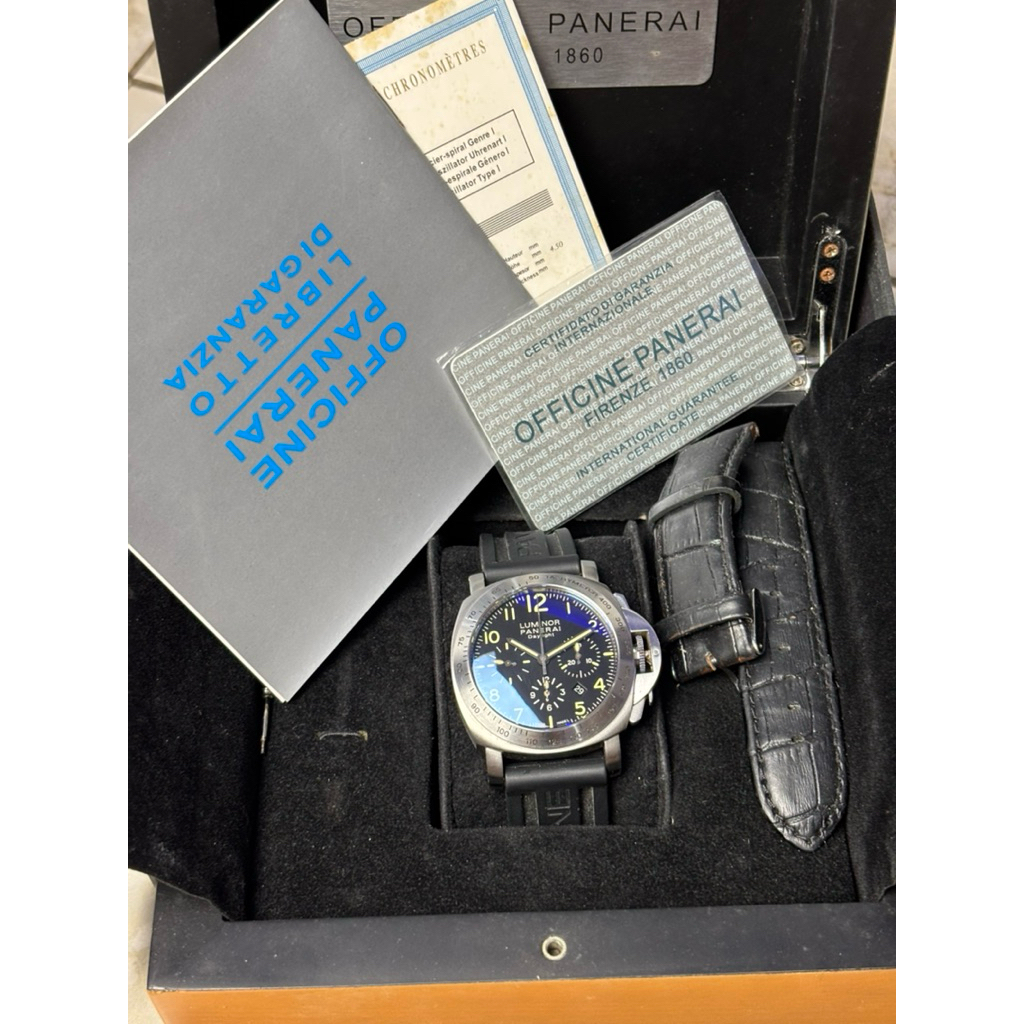 Jam tangan pria Pam 196 luminor panerai mewah casik dan langka automatic chronograph system 7750