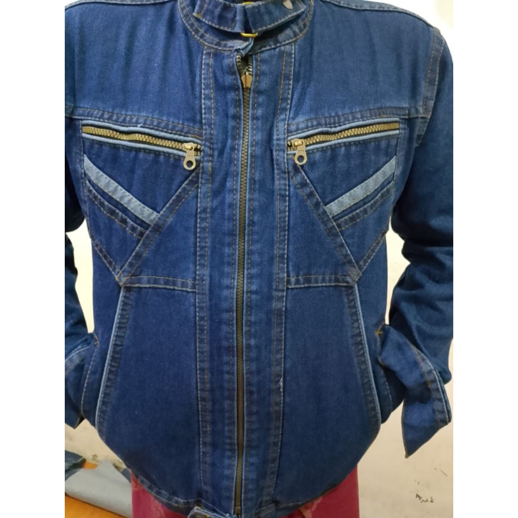 Jaket Jeans Denim Resleting I Jaket Zipper Pria Size M - XXXL Jumbo Terbaik