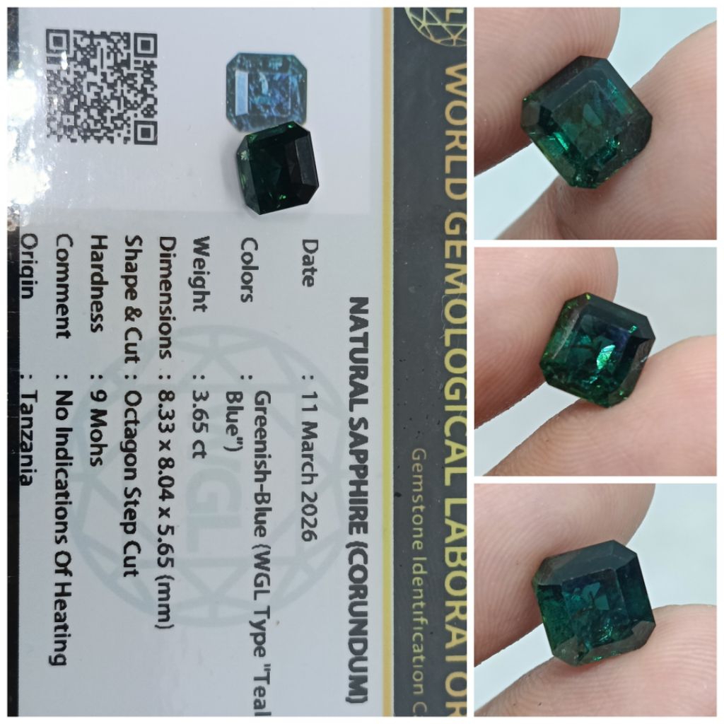 Natural Blue sapphire Tanzania 3,65ct No Heat memo WGL Safir Bagus