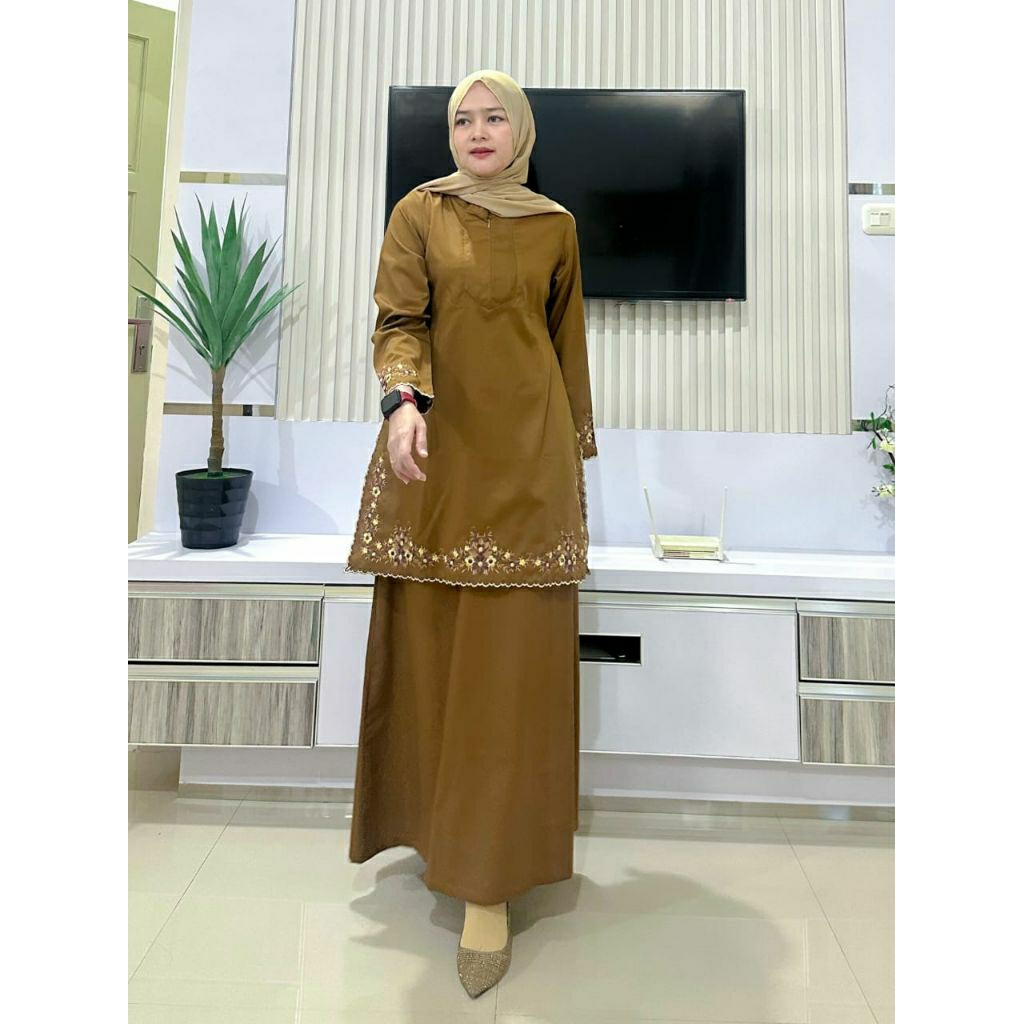 Stelan Rok Pemda Bordir|Baju Dinas ASN Pemda Bordir Model Kurung Melayu