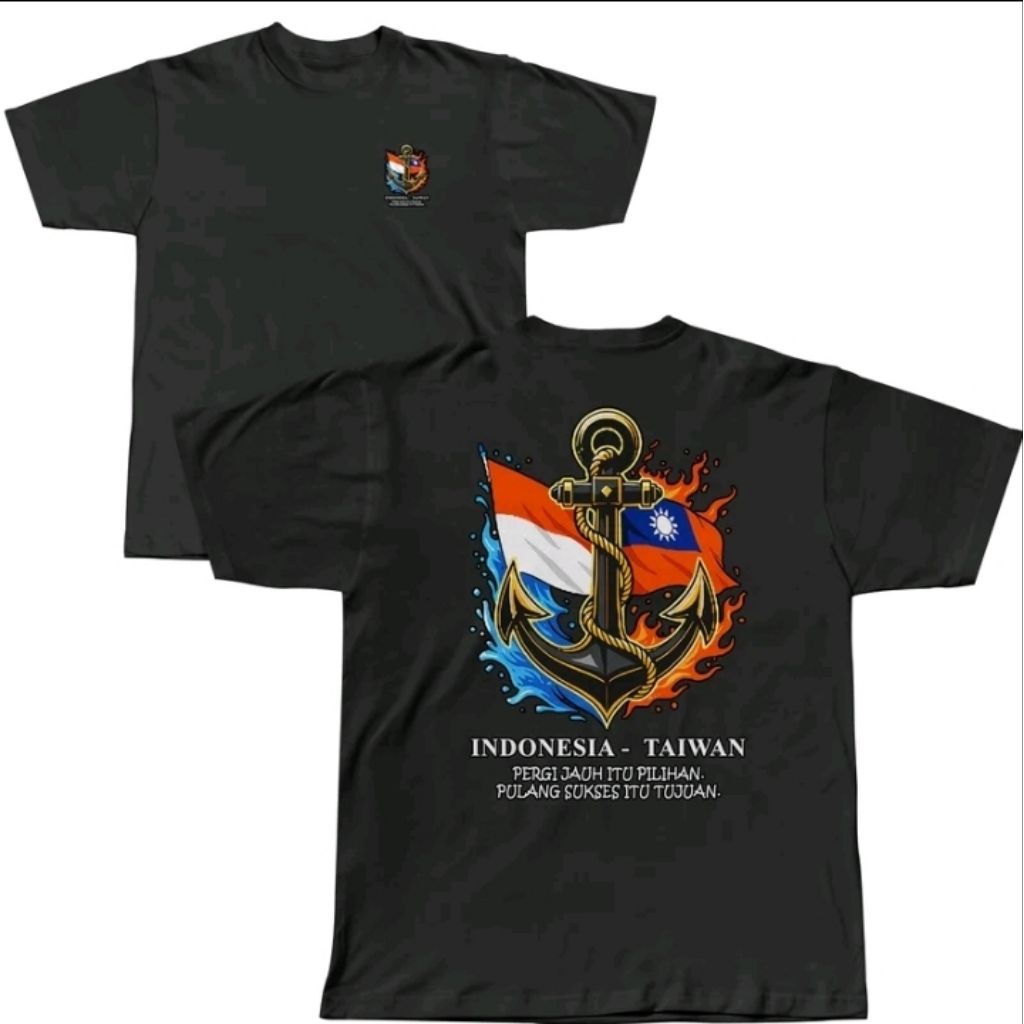 T-shirt Kaos Uniseks/kaos Rantaou INDONESIA-TAIWAN/kaaos Pria wanita Lengan pendek