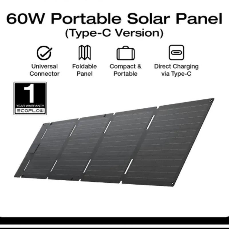 60W ECOFLOW SOLAR PANEL ENERGI MATAHARI SURYA TYPE TIPE USB C ECOFLOW 60 W WATT