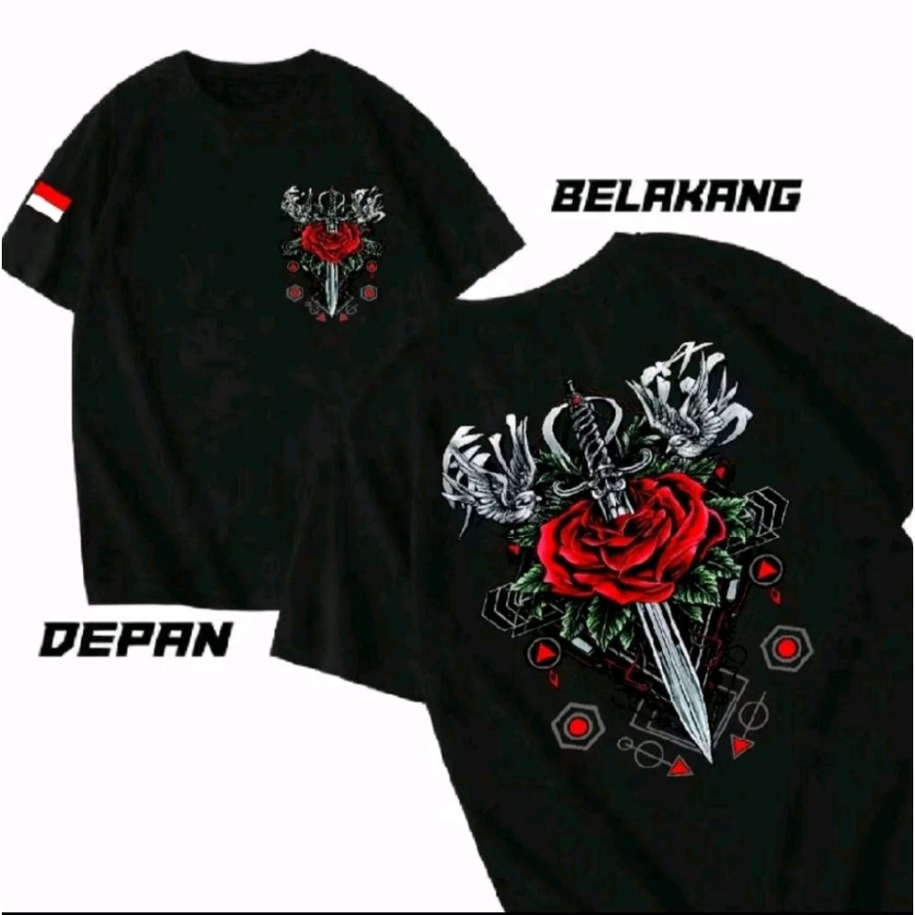 KAOS BUNGA MAWAR DAN PEDANG // KAOS MAWAR PEDANG