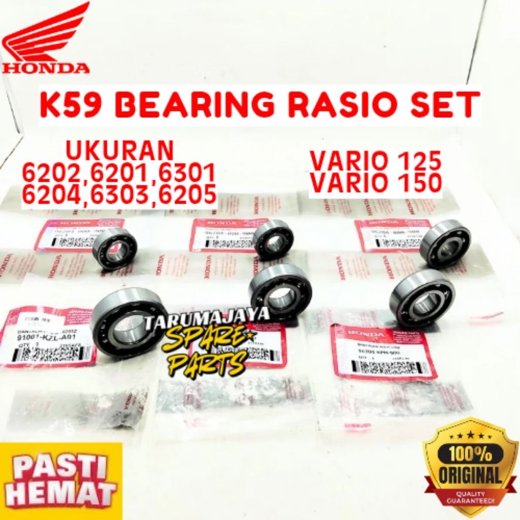 BEARING RASIO SET ORIGINAL HONDA KODE K59, BEARING RASIO SET VARIO 125, BEARING RASIO SET VARIO150

