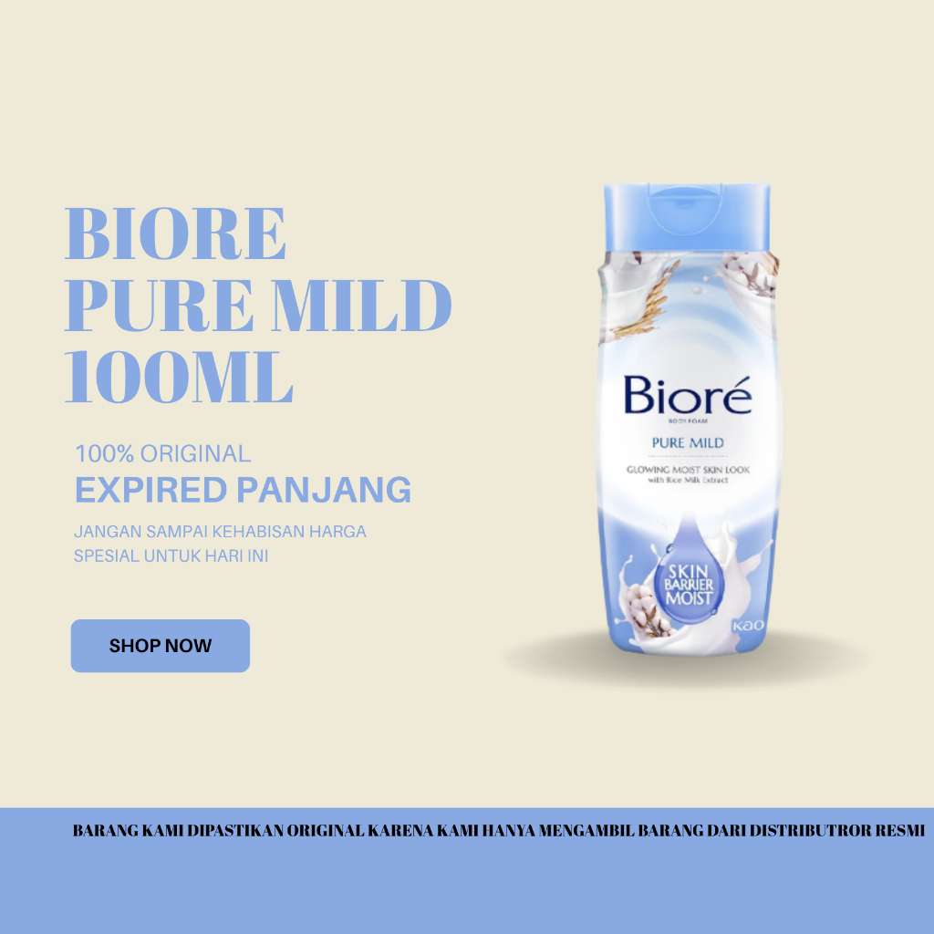 Biore Pure Mild Facial Foam 100ml dengan Formula Mild & Tekstur Busa Lembut Membersihkan & Menjaga K