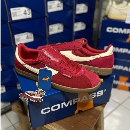 LAGI PROMO- Sepatu Compass Tribune Merah Gum Suede/ Sneakers Unisex Premium