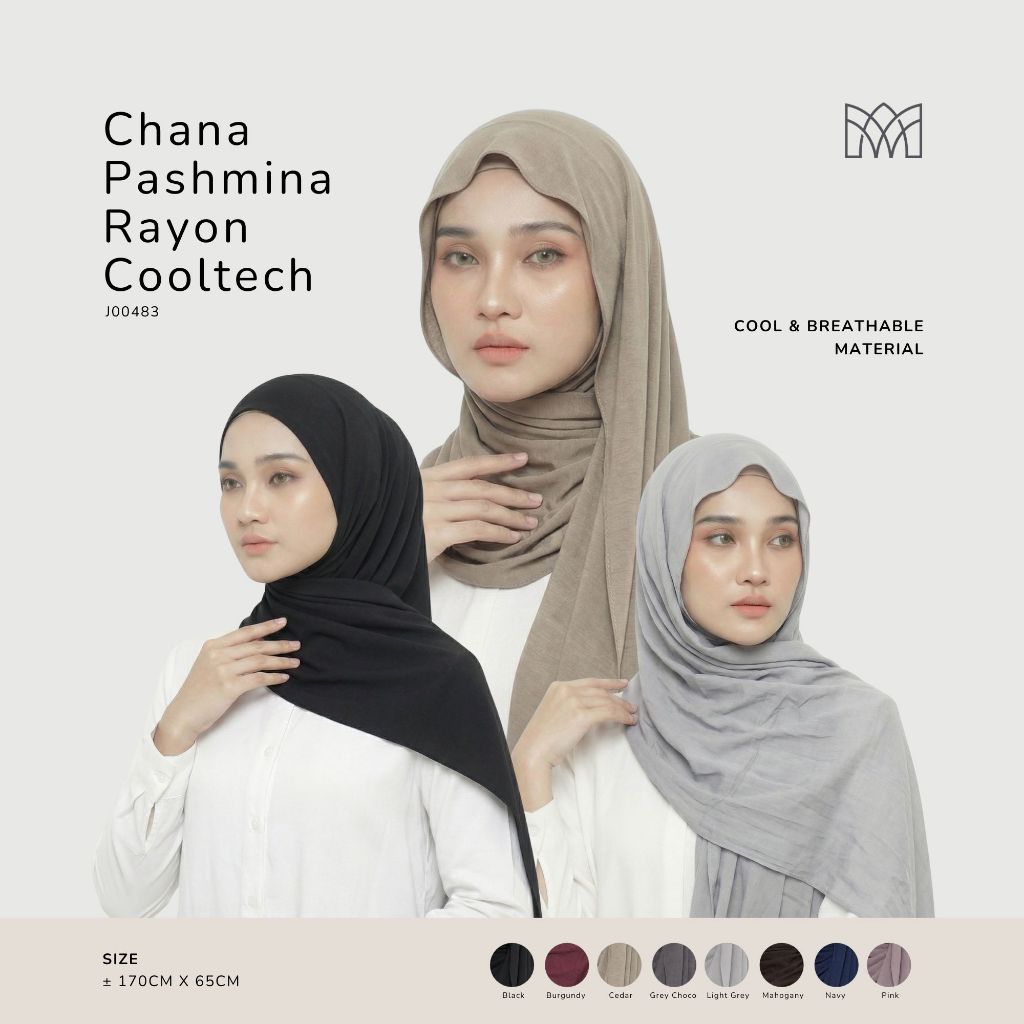 Mayang Collection - Chana Pashmina Rayon Cooltech - Hijab Adem Anti Gerah Breathable J00483