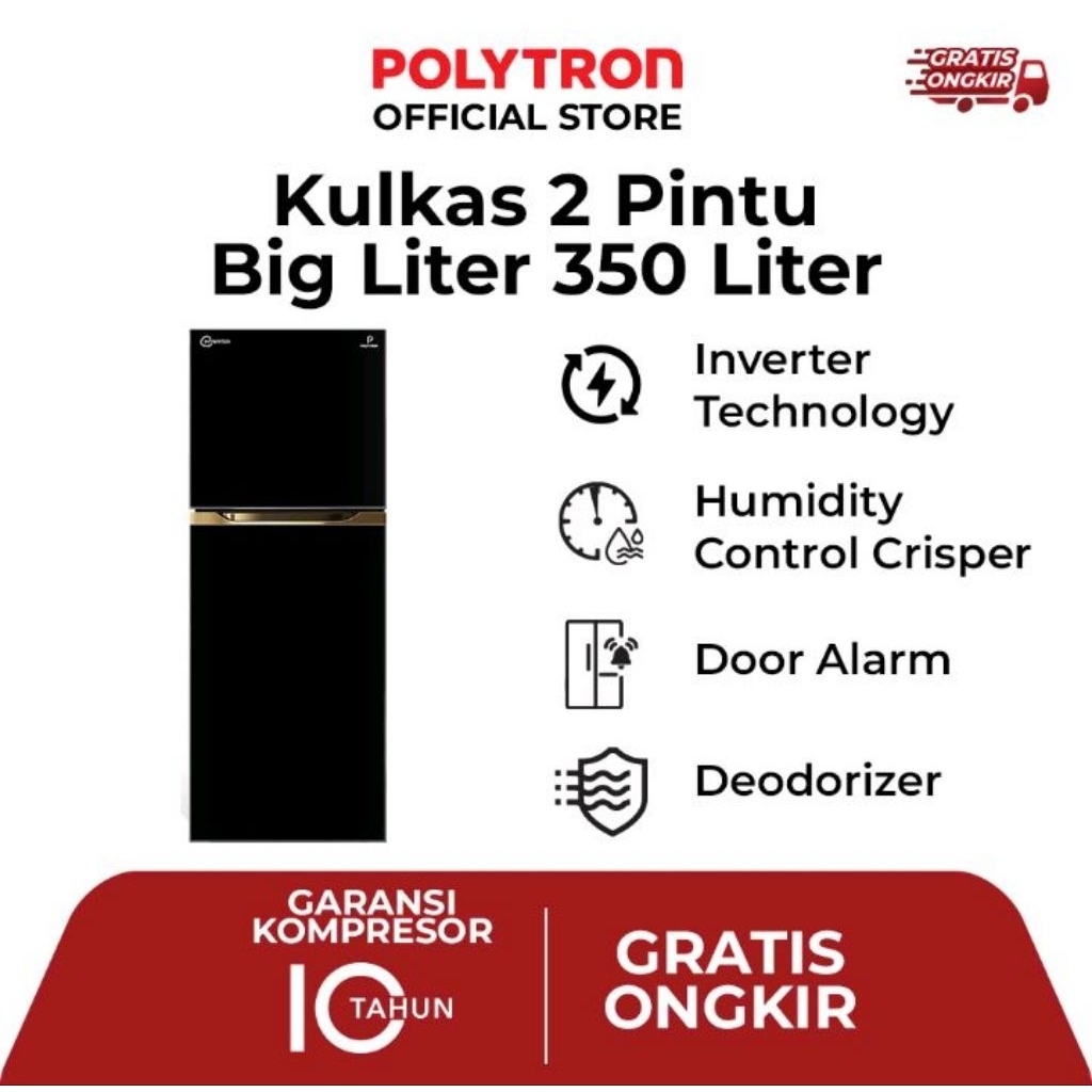 Polytron Kulkas 2 Pintu 350 Liter PRM 491X