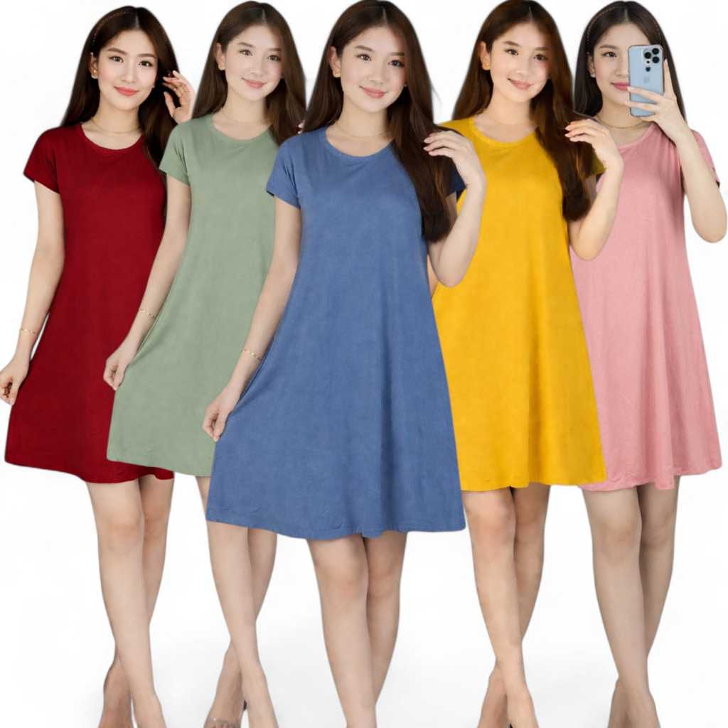 Dress mola wanita kekinian midi dress simpel elegan baju santai premium adem bahan soft pe 24s