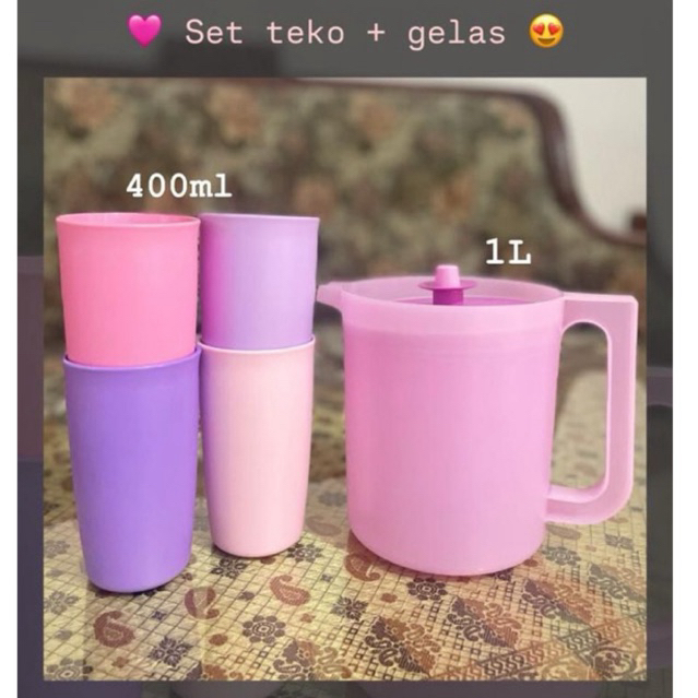 Set teko + gelas ungu TUPPERWARE | Baru original 100%