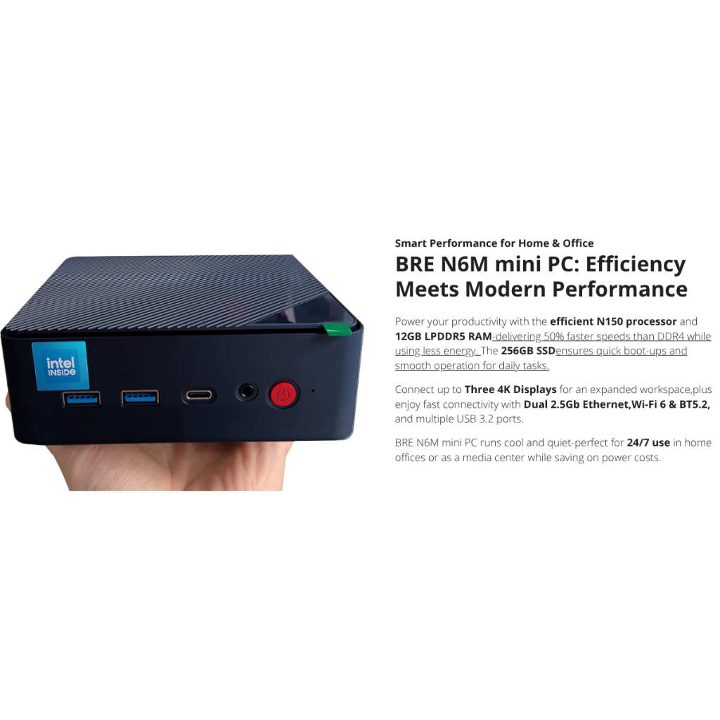 MiniPC Termurah Barebones with Intel N100 Hemat Energi untuk Kasir Home Theatre Mini Server BRENUC B
