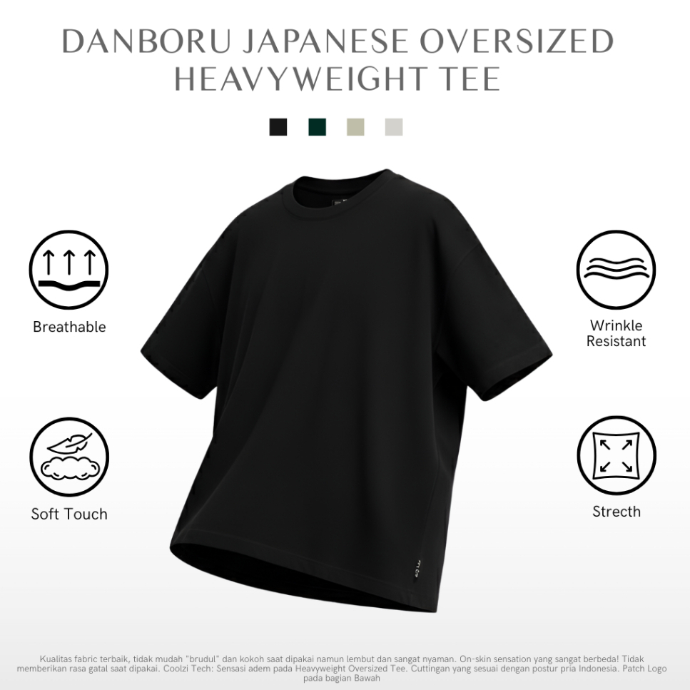 Kaos Oversize | Kaos Boxy Pria - 'Danboru' Japanese Oversized T Shirt Heavyweight by Coziru